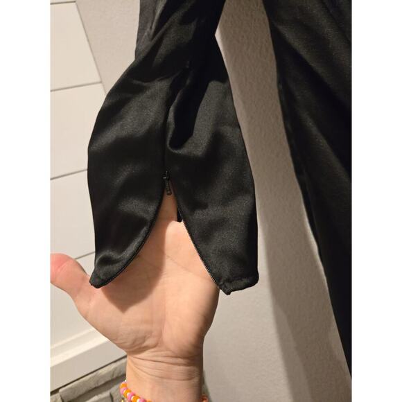 Mac Duggal Women's Long Sleeve Draped Structured Bow Gown Black Size 16 Formal - Picture 12 of 16